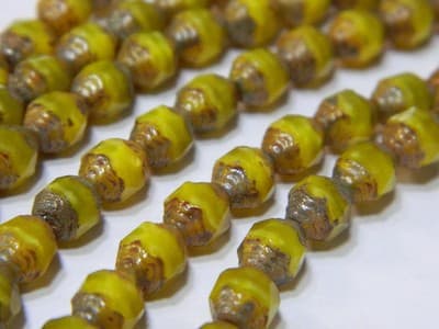8MM Yellow Silk Opaque Czech Glass Fire Polished Prop Beads - Prop Cut Yellow - Thumbnail 3