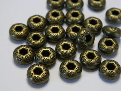 9.5MM BIG HOLE Antiqued Bronze Colored Pewter Donut Beads - 25 Per Order - Thumbnail 3