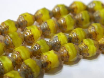 8MM Yellow Silk Opaque Czech Glass Fire Polished Prop Beads - Prop Cut Yellow - Image 1