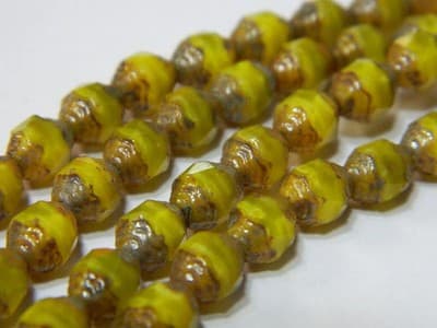8MM Yellow Silk Opaque Czech Glass Fire Polished Prop Beads - Prop Cut Yellow - Thumbnail 4
