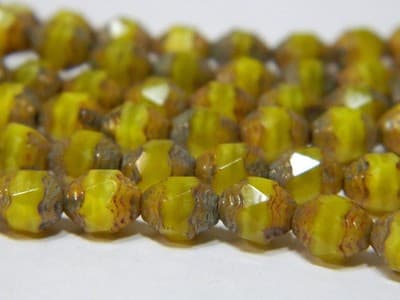 8MM Yellow Silk Opaque Czech Glass Fire Polished Prop Beads - Prop Cut Yellow - Thumbnail 9