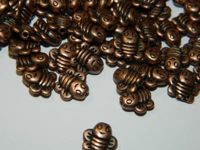 9MM Tibet Copper Pewter Bumblebee Bee Beads - 25 Beads Per Order - Image 1