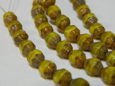 8MM Yellow Silk Opaque Czech Glass Fire Polished Prop Beads - Prop Cut Yellow - Thumbnail 10