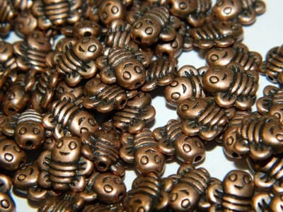 9MM Tibet Copper Pewter Bumblebee Bee Beads - 25 Beads Per Order - Thumbnail 3