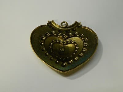 Golden Tibetan Style Extruding Heart Big Pendant - Gold Heart Shaped Retro - Thumbnail 5