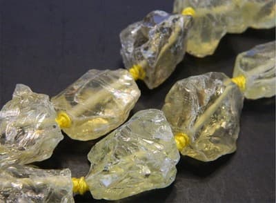 Raw Natural Lemon Quartz Gemstone Nugget Beads - Large Yellow Quartz Stone Big - Image 1