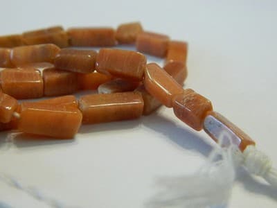Hand-Cut Natural Pink Aventurine Gemstone Square Tube Beads From India - Pink - Image 1