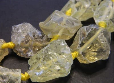 Raw Natural Lemon Quartz Gemstone Nugget Beads - Large Yellow Quartz Stone Big - Thumbnail 3