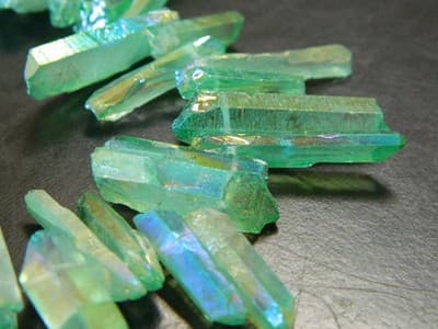 Light Green AB Plated Tusk Crystal Rock Quartz Beads - Small Quartz Crystal - Image 1