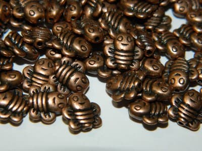 9MM Tibet Copper Pewter Bumblebee Bee Beads - 25 Beads Per Order - Thumbnail 2