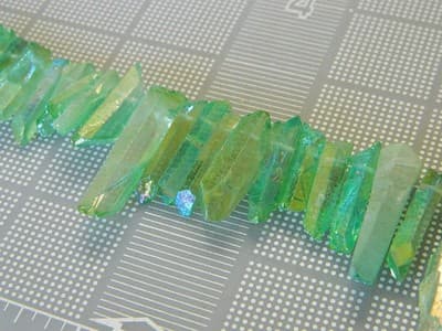 Light Green AB Plated Tusk Crystal Rock Quartz Beads - Small Quartz Crystal - Thumbnail 7
