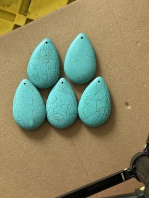 (5) 34mm X 54mm Turquoise Howlite Drop Pendant /5 Per Order # P450 - Thumbnail 2