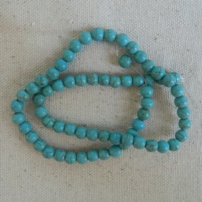 6MM Round Turquoise Color Howlite Beads - Turquoise Howlite Jewelry Making - Thumbnail 5