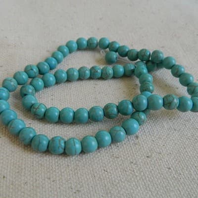 6MM Round Turquoise Color Howlite Beads - Turquoise Howlite Jewelry Making - Thumbnail 3