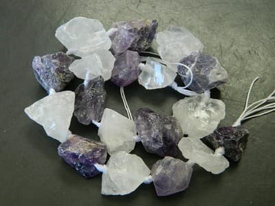 Large Special Mixed Crystal Quartz & Amethyst Nugget Beads - Thumbnail 3