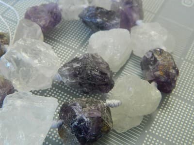 Large Special Mixed Crystal Quartz & Amethyst Nugget Beads - Thumbnail 4
