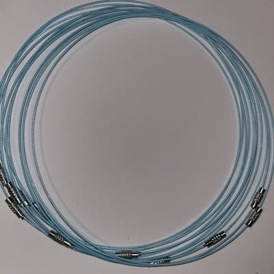 10 Baby Blue 17 Inch Stainless Steele Screw Clasp Choker Lot (#C552) - Image 1