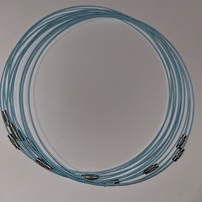 10 Baby Blue 17 Inch Stainless Steele Screw Clasp Choker Lot (#C552) - Thumbnail 2