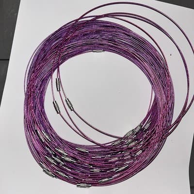 10 Purple 17 Inch Stainless Steele Screw Clasp Choker Lot (#C555) - Image 1