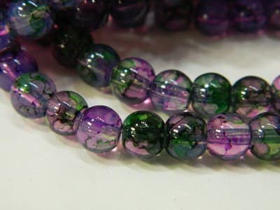 6MM Purple & Green Opalite Glass Beads - Round Glass - Thumbnail 5