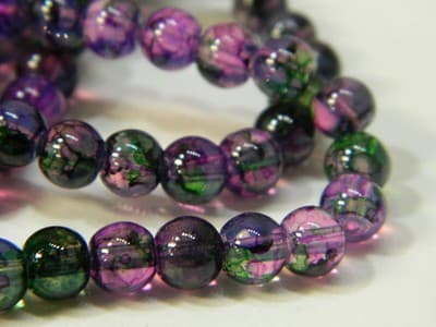 6MM Purple & Green Opalite Glass Beads - Round Glass - Thumbnail 10