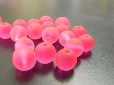 8MM Round Hot Pink Frosted Glass Beads - Beading Basics Frosted Glass Round - Thumbnail 4