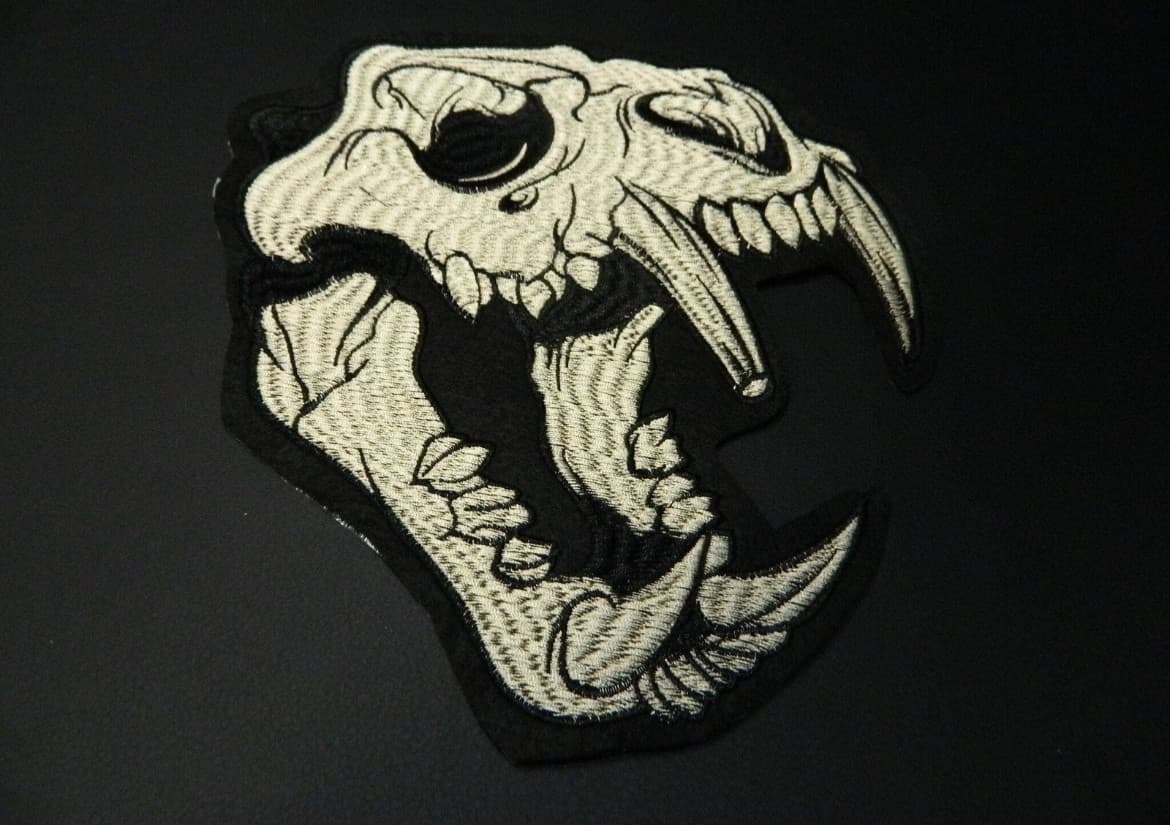 Large Saber Tooth Cat Embrodery Iron on Patch - Image 1