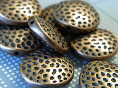 17MM Big Antiqued Copper Tone Metal Alloy Dotted Coin Beads-Alloy Metal Dots - Thumbnail 3