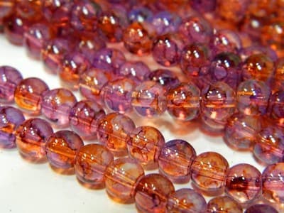 6MM Pink & Orange Opalite Glass Beads - Round Glass - Image 1
