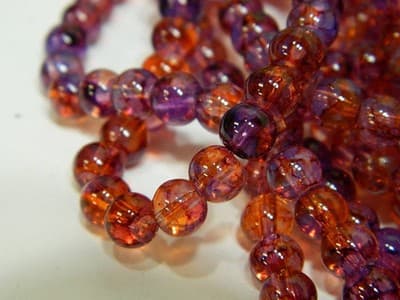 6MM Pink & Orange Opalite Glass Beads - Round Glass - Thumbnail 2
