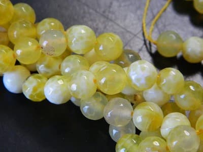 8MM Yellow Fire Agate Gemstone Beads - Faceted Natural Fire Agate Stone Beads - - Thumbnail 4