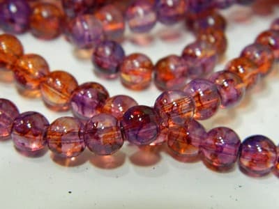 6MM Pink & Orange Opalite Glass Beads - Round Glass - Thumbnail 3