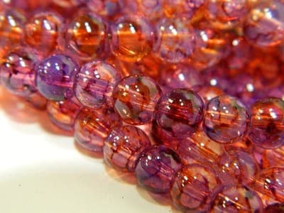 6MM Pink & Orange Opalite Glass Beads - Round Glass - Thumbnail 4