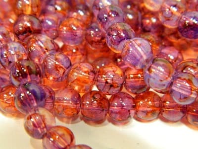 6MM Pink & Orange Opalite Glass Beads - Round Glass - Thumbnail 9