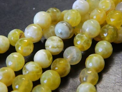 8MM Yellow Fire Agate Gemstone Beads - Faceted Natural Fire Agate Stone Beads - - Image 1