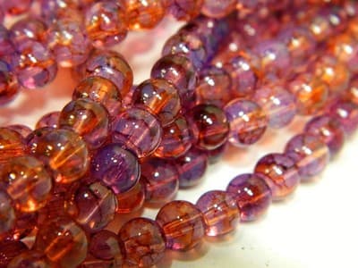 6MM Pink & Orange Opalite Glass Beads - Round Glass - Thumbnail 8
