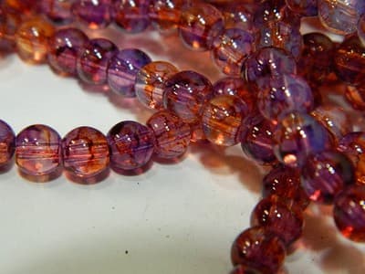 6MM Pink & Orange Opalite Glass Beads - Round Glass - Thumbnail 10
