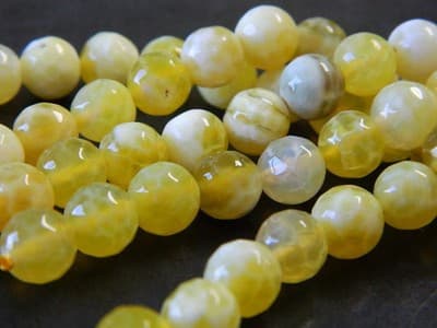 8MM Yellow Fire Agate Gemstone Beads - Faceted Natural Fire Agate Stone Beads - - Thumbnail 8