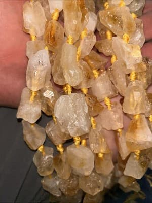 Strand Of Raw Citrine Rough Nugget Beads 20-40mm 14-18 Beads Per Strand - Image 1
