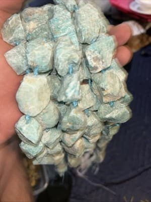 20-25mm Raw Natural Aquamarine Blue Fluoride Rock Crystal Nugget Beads For Jewel - Thumbnail 4