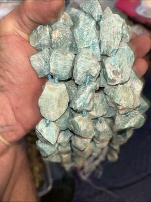 20-25mm Raw Natural Aquamarine Blue Fluoride Rock Crystal Nugget Beads For Jewel - Thumbnail 3