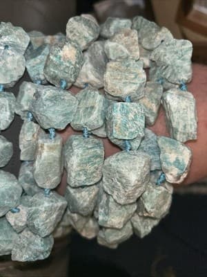 20-25mm Raw Natural Aquamarine Blue Fluoride Rock Crystal Nugget Beads For Jewel - Thumbnail 2