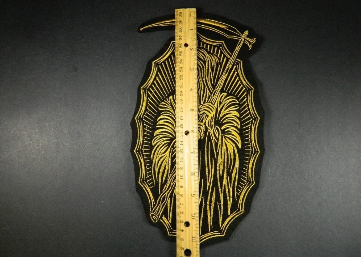 Large Golden Grim Reaper Embrodery Iron on Patch - Thumbnail 2