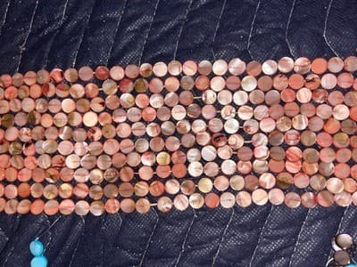 10mm Pink And Cream Mother Of Pearl Handmade Shell Beads Rhodochrosite - Image 1