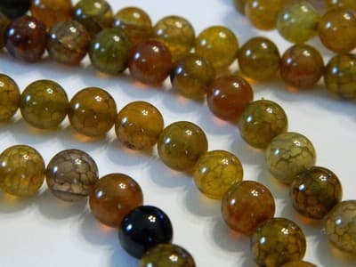 8MM Warm Fall Colors Dragon Vein Agate Beads - Natural Dragon Vein Crackle - Thumbnail 4