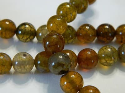 8MM Warm Fall Colors Dragon Vein Agate Beads - Natural Dragon Vein Crackle - Thumbnail 2