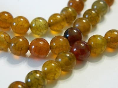 8MM Warm Fall Colors Dragon Vein Agate Beads - Natural Dragon Vein Crackle - Image 1