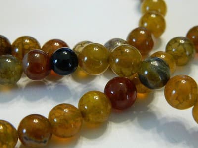 8MM Warm Fall Colors Dragon Vein Agate Beads - Natural Dragon Vein Crackle - Thumbnail 5