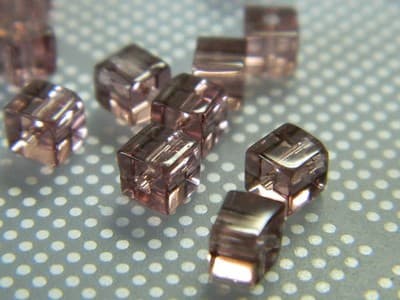 4MM Purple Square Glass Beads - Transparent Cube Glass Beads - Square Bead - Thumbnail 3