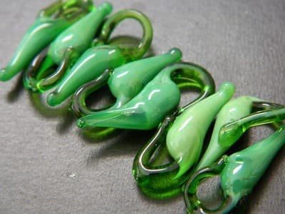 21MM Dark Green & Green Handmade Chili Pepper Lampwork Glass Pendant Beads - 5 - Thumbnail 3